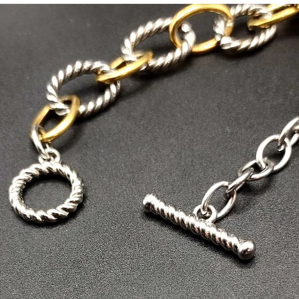 Gold Silver Tone Rope Chain Link Bracelet Valentine's Anniversary Birthday Gift